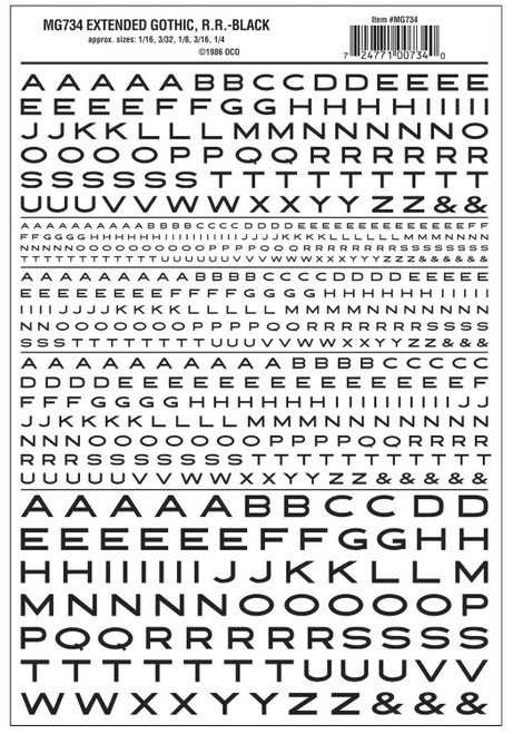 Model Graphics Extended Gothic Railroad Lettering Black