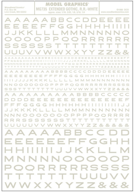 Model Graphics Extended Gothic Railroad Lettering White