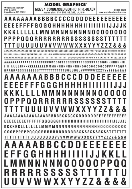 Model Graphics Condensed Gothic Railroad Lettering Black