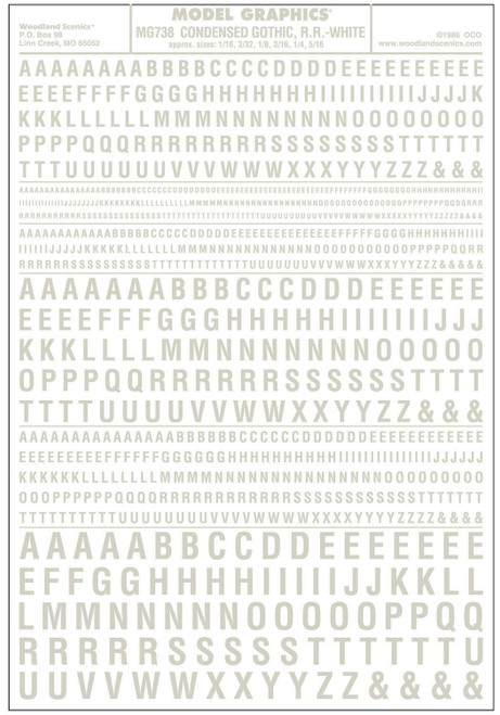 Model Graphics Condensed Gothic Railroad Lettering White