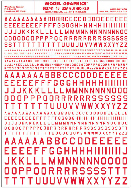 Model Graphics 45" USA Gothic Lettering Red