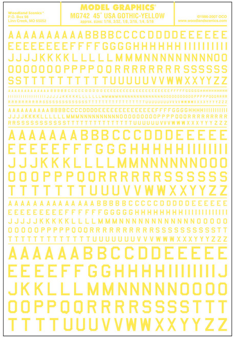 Model Graphics 45" USA Gothic Lettering Yellow