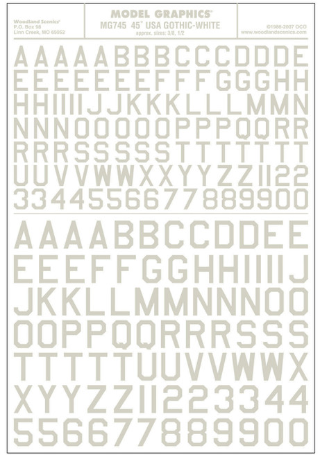 Model Graphics 45" Gothic Lettering White