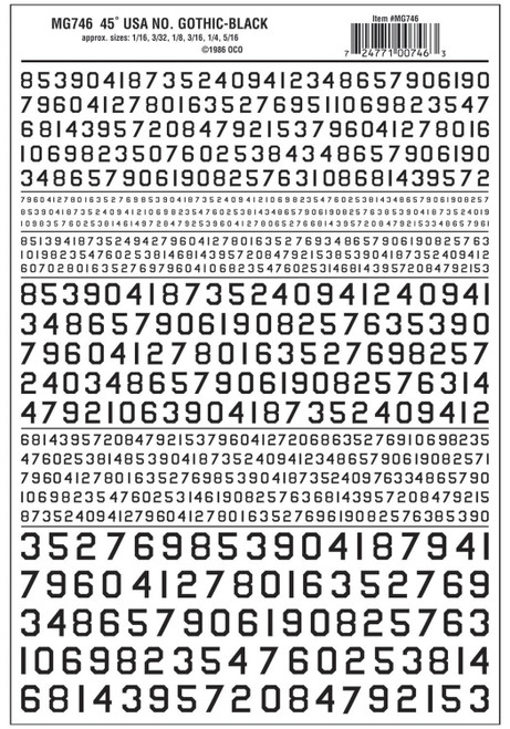 Model Graphics 45" USA Gothic NOS Lettering Black