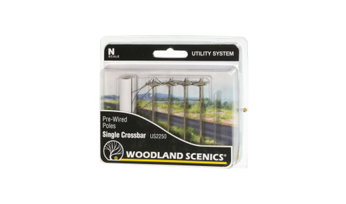 N Scale Pre-Wired Utility Poles Single Crossarm