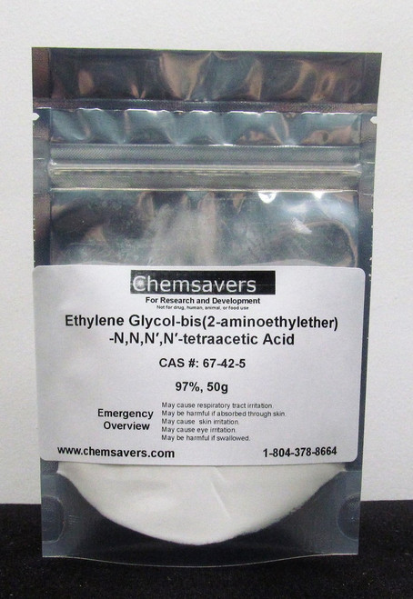 Ethylene Glycol-bis(2-aminoethylether)-N,N,N′,N′-tetraacetic Acid, 97%, 50g