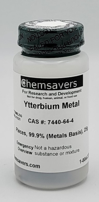 Ytterbium Metal, Pieces, 99.9% (Metals Basis), Certified, 25g