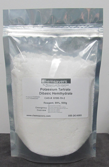 Potassium Tartrate Dibasic Hemihydrate, Reagent, 99%, 500g