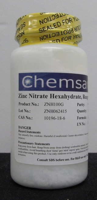 Zinc Nitrate Hexahydrate, Reagent, 99+%, 100g