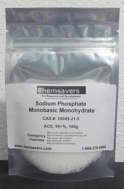 Sodium Phosphate Monobasic Monohydrate, ACS, 99+%, Certified, 100g