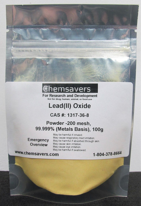Lead(II) Oxide, Powder -200 mesh, 99.999% (Metals Basis), 100g