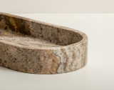 Silver Gray Travertine Stone  Oval Tray Catchall