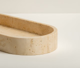 Beige Travertine Stone Oval Tray Catchall