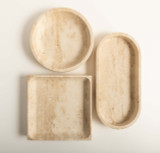 Beige Travertine Stone Oval Tray Catchall