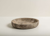 Silver Gray Travertine Stone Round Tray Catchall