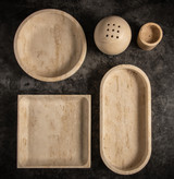 Beige Travertine Stone Square Tray Catchall