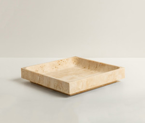 Beige Travertine Stone Square Tray Catchall