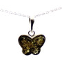 pendant butterfly amber baltic silver sterling 925 small minimalist jewelry green