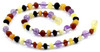 Mix, Amethyst, Raw, Necklace, Multicolor, Violet, Teething, Amber, Baltic Jewelry 2