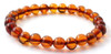 Jewelry, Bracelet, Stretch, Baltic, Cognac, Amber, Polished, Adult, Beaded