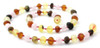 Multicolor Amber Raw Necklace for Baby Mixed With Quartz 2