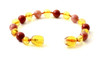 Anklet, Baltic Amber, Polished Honey, Bracelet, Teething, Red Jasper, Gemstone, Sunstone 3