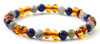 Bracelet, Labradorite, Stretch, Polished, Cognac, Lapis Lazuli, Baltic Amber, Jewelry