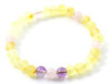 Rose Quartz, Lemon, Raw, Stretch, Baltic Amber, Bracelet, Unpolished, Amethyst 3