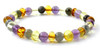 Multicolor, Mix, Labradorite, Amber, Stretch, Jewelry, Bracelet, Amethyst, Violet, Polished