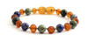 Child, Kids, Anklet, Green Lace Stone, Teething, Cognac, Raw, Bracelet, Unpolished, Baltic Amber, Lapis Lazuli