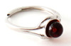 Silver, Ring, Amber, Baltic, Cognac, Round, Bead, Polished, Sterling 925, Adjustable 2