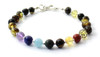 Amber, Bracelet, Green, Chakra, Gemstone, Silver, 925, Sterling, Beaded, Polished, Baltic