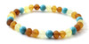 Bracelet, Turquoise, Mix, Multicolor, Amber, Baltic, Stretch, Green, Adult, Jewelry