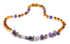Necklace, Cognac, Amber, Beaded, Amethyst, Chips, Violet, Purple, Baltic, Jewelry, Brown 3