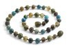 Necklace, Amber, Green, Gemstone, Apatite, Blue, African Turquoise, Unakite, Beaded 2