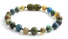 Green, Anklet, Beaded, Amber, Baltic, Jewelry, Blue Apatite, Unakite, Gemstone, African Turquoise