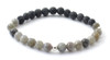 Labradorite, Silver, Lava, Bracelet, Stretch, Elastic Band, 6 mm, 6mm, Sterling 925, Gemstone