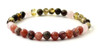 bracelet, jewelry, amber, green, stretch, elastic band, leopardskin jasper, rose quartz, gemstone, pink, sunstone, beaded
