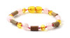 bracelet, rose quartz, pink, hazelwood, wood, wooden, anklet, gemstone, amber, baltic, jewelry