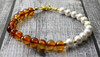 bracelet, jewelry, shell pearls, amber, cognac, polished, baltic, sterling silver 925, golden
