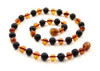 necklace, black lava, amber, baltic, cognac, polished, jewelry, gemstone 2