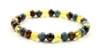 stretch bracelet, amber, baltic, lemon, yellow, polished, apatite, tiger eye, tiger's, gemstone