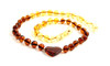 rainbow amber mix multicolor necklace with heart pendant baltic jewelry beaded 4