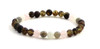 bracelet elastic band jewelry amber raw unpolished green baltic rose quartz pink baltic labradorite moonstone