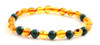 stretch bracelet amber baltic cognac bean olive shape polished jewelry malachite green gemstone