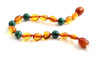 cognac bean anklet bracelet amber baltic polished with malachite green gemstone knotted 2