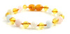 honey anklet amber baltic bracelet polished golden jewelry knotted with morganite gemstone 6mm 6 mm