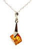pendant amber square with sterling silver 925 baltic jewelry for necklace small minimalist cognac