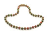 necklace green unakite gemstone 6mm 6 mm beaded knotted jewelry  3