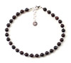 red garnet gemstone anklet jewelry with sterling silver 925 for women women's burgundy small beads minimalist 4mm 4 mm 3